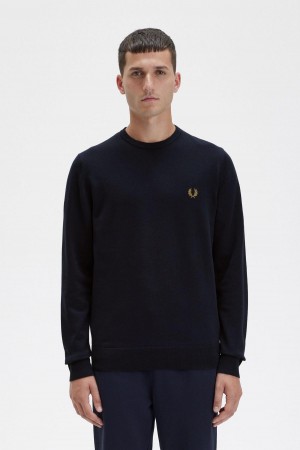 Fred Perry Klassische Crew Neck Jumper Strickwaren Herren Navy | LCHSX65035