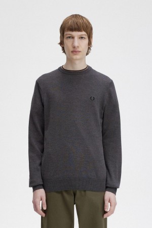 Fred Perry Klassische Crew Neck Jumper Strickwaren Herren Dunkelgrau | XCHBH35180