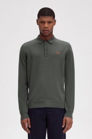 Fred Perry Klassische Gestrickt Shirt Strickwaren Herren Grün | YCHGT29733