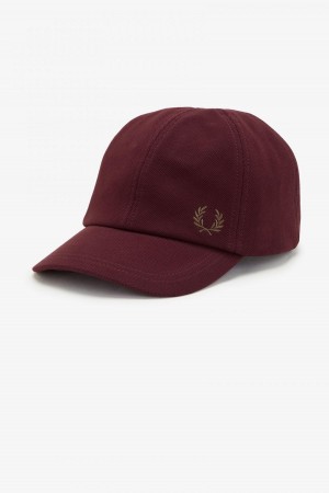 Fred Perry Klassische Piqué Kappe Accessories Oxblood / Shaded Stone | CHJVR57931