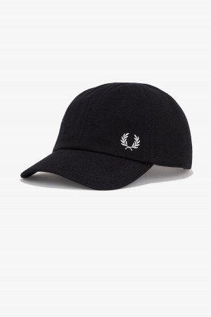 Fred Perry Klassische Piqué Kappe Accessories Schwarz Weiß | DCHVO25605