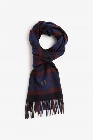Fred Perry Lambswool Tartan Schal Accessories Oxblood / Shaded Stone | CHNZX74179