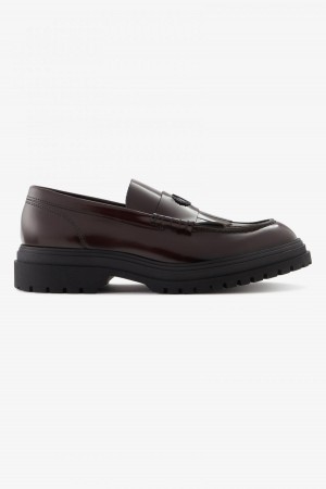 Fred Perry Leder Loafer Schuhe Damen Oxblood | CHCIF47027