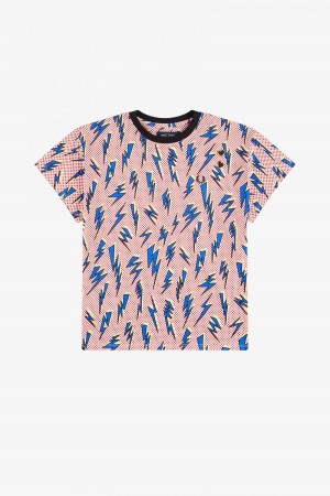 Fred Perry Lightning Print T-shirts Damen Weiß | CHJBT17129