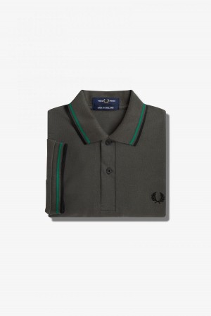Fred Perry M12 Fred Perry Shirt Herren Grün Grün Schwarz | ZCHMJ52155
