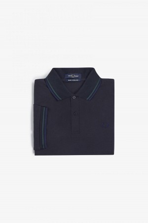 Fred Perry M12 Fred Perry Shirt Herren Navy Blau Navy | SCHNY62612