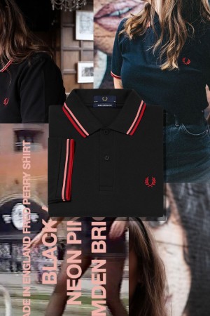Fred Perry M12 Fred Perry Shirt Herren Schwarz Koralle | CHZPD18159