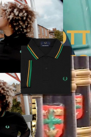 Fred Perry M12 Fred Perry Shirt Herren Schwarz Gold Grün | CHXMI62469