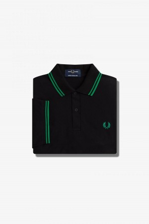 Fred Perry M12 Fred Perry Shirt Herren Schwarz Grün Grün | CHNEJ34480