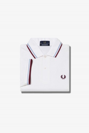 Fred Perry M12 Fred Perry Shirt Herren Weiß Bordeaux | UCHND81546
