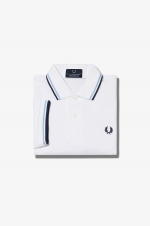 Fred Perry M12 Fred Perry Shirt Herren Weiß Navy | CHDFL22324