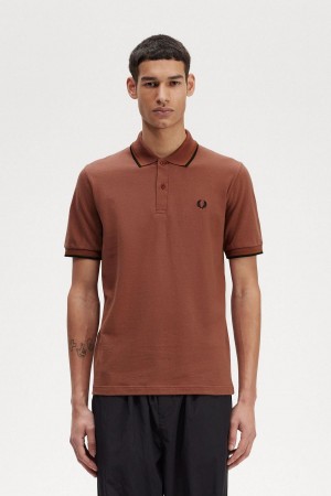 Fred Perry M12 Polo Shirts Herren Braun Dunkelschwarz | CHXMI82138