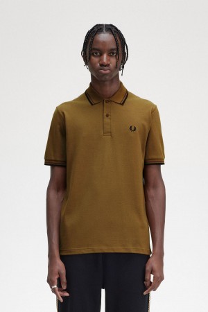 Fred Perry M12 Polo Shirts Herren Dunkelbraun Schwarz | CHEAH75081