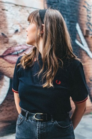 Fred Perry M12 Polo Shirts Herren Schwarz Koralle | CHQCS28701