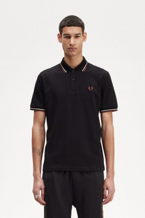 Fred Perry M12 Polo Shirts Herren Schwarz Braun | BCHSD83779