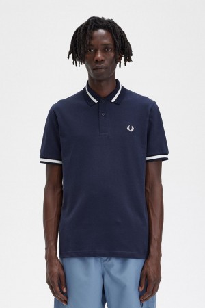 Fred Perry M2 Polo Shirts Herren Navy Weiß | SCHVO45340