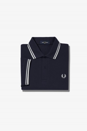 Fred Perry M3600 Fred Perry Shirt Herren Navy Weiß Weiß | CHEGJ45863