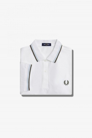 Fred Perry M3600 Fred Perry Shirt Herren Weiß Hellgrün | CHEGJ50639