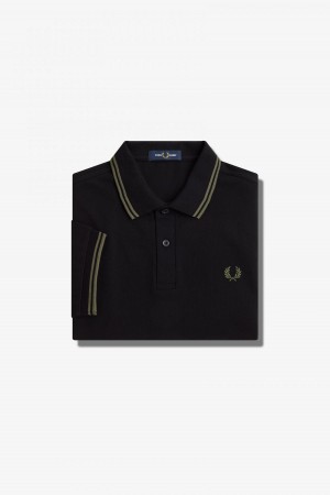 Fred Perry M3600 Fred Perry Shirt Herren Schwarz Grün Grün | CHJBT65861