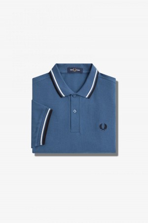 Fred Perry M3600 Fred Perry Shirt Herren Blau Weiß Schwarz | CHXMI14203