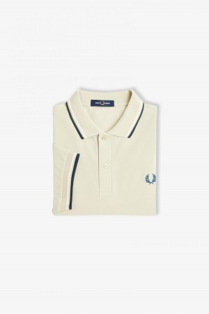 Fred Perry M3600 Fred Perry Shirt Herren Hellweiß Blau | LCHTR27293