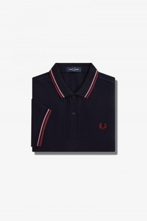 Fred Perry M3600 Fred Perry Shirt Herren Navy Rosa Rosa | TCHPQ66108