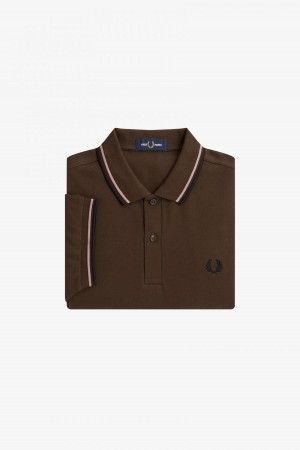Fred Perry M3600 Fred Perry Shirt Herren Dunkelrosa Schwarz | LCHTR13935