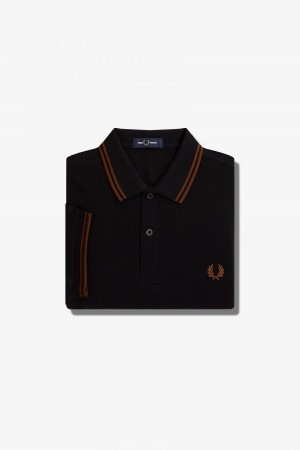 Fred Perry M3600 Fred Perry Shirt Herren Schwarz Braun Braun | CHXBR58218