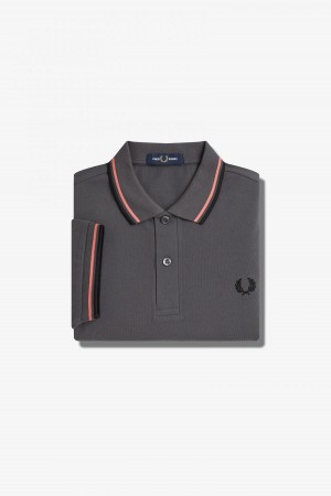 Fred Perry M3600 Fred Perry Shirt Herren Koralle Schwarz | FCHHY27429