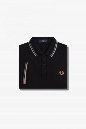Fred Perry M3600 Fred Perry Shirt Herren Schwarz Blau Hell | SCHNY13495