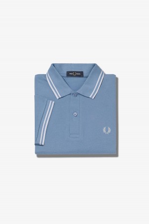 Fred Perry M3600 Fred Perry Shirt Herren Blau Weiß Weiß | UCHTG47971