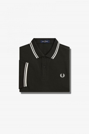Fred Perry M3600 Fred Perry Shirt Herren Grün Weiß Weiß | GCHEC71217