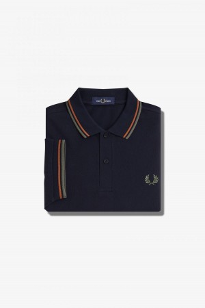Fred Perry M3600 Fred Perry Shirt Herren Navy Grün | GCHEC66693