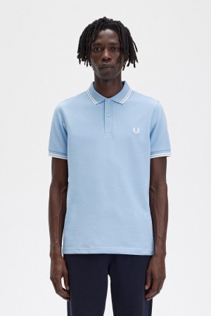 Fred Perry M3600 Polo Shirts Herren Blau Weiß Weiß | CHEGJ72170