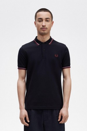 Fred Perry M3600 Polo Shirts Herren Navy Rosa Rosa | CHXBR90551