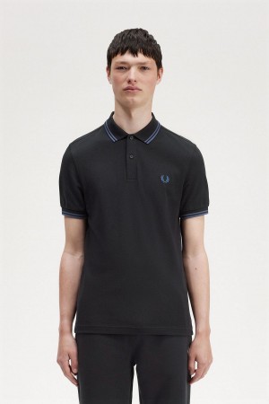 Fred Perry M3600 Polo Shirts Herren Schwarz Blau Blau | UCHND53123