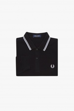Fred Perry M3636 Fred Perry Shirt Herren Schwarz Weiß Weiß | SCHNY99994