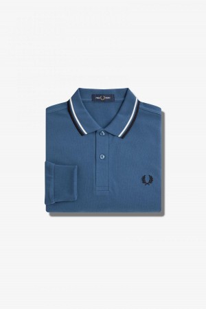 Fred Perry M3636 Fred Perry Shirt Herren Blau Weiß Schwarz | ACHWC34184