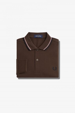 Fred Perry M3636 Fred Perry Shirt Herren Dunkelrosa Schwarz | ACHDF67723
