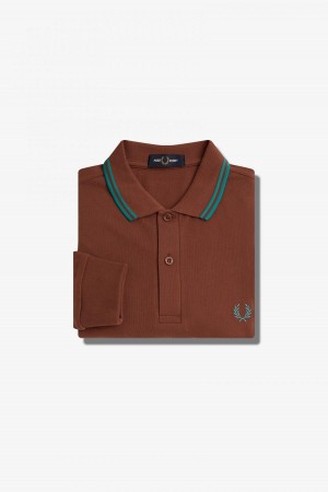 Fred Perry M3636 Fred Perry Shirt Herren Braun Tiefesmintfarben Tiefesmintfarben | DCHKV15149