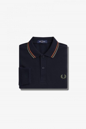 Fred Perry M3636 Fred Perry Shirt Herren Navy Grün | CHJZR72336
