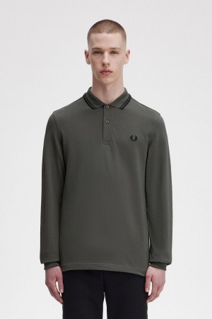 Fred Perry M3636 Polo Shirts Herren Grün Schwarz Schwarz | CHQAV44746