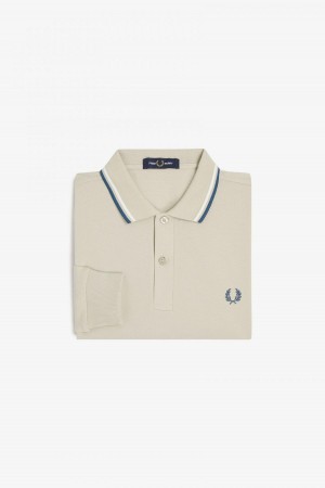 Fred Perry M3636 Polo Shirts Herren Hellweiß Blau | TCHWZ66725
