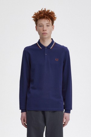 Fred Perry M3636 Polo Shirts Herren Navy Braun | CHICD69344