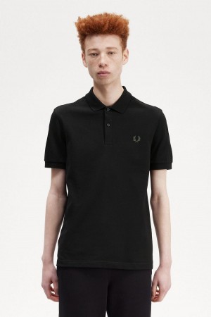 Fred Perry M6000 Polo Shirts Herren Schwarz Grün | QCHUV23350