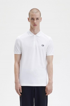 Fred Perry M6000 Polo Shirts Herren Weiß Navy | CHJBT53168