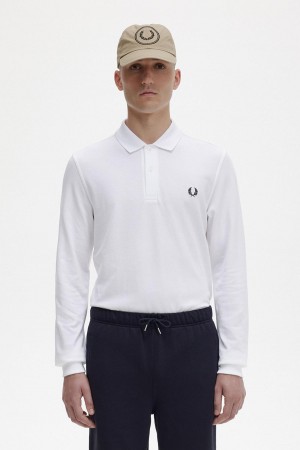 Fred Perry M6006 Polo Shirts Herren Weiß Navy | MCHFT66338