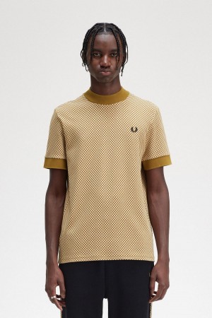 Fred Perry Micro Chequerboard T-shirts Herren Dunkel | YCHVQ89326