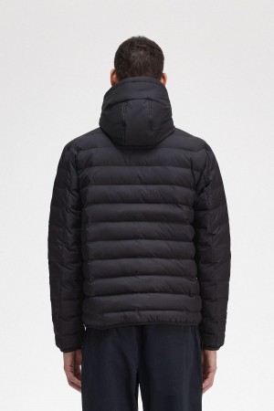 Fred Perry Mit Kapuze Insulated Mäntel Herren Schwarz | LCHTR30524