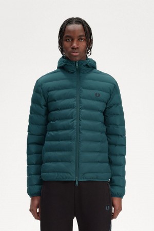 Fred Perry Mit Kapuze Insulated Mäntel Herren Blau | ECHHC29614
